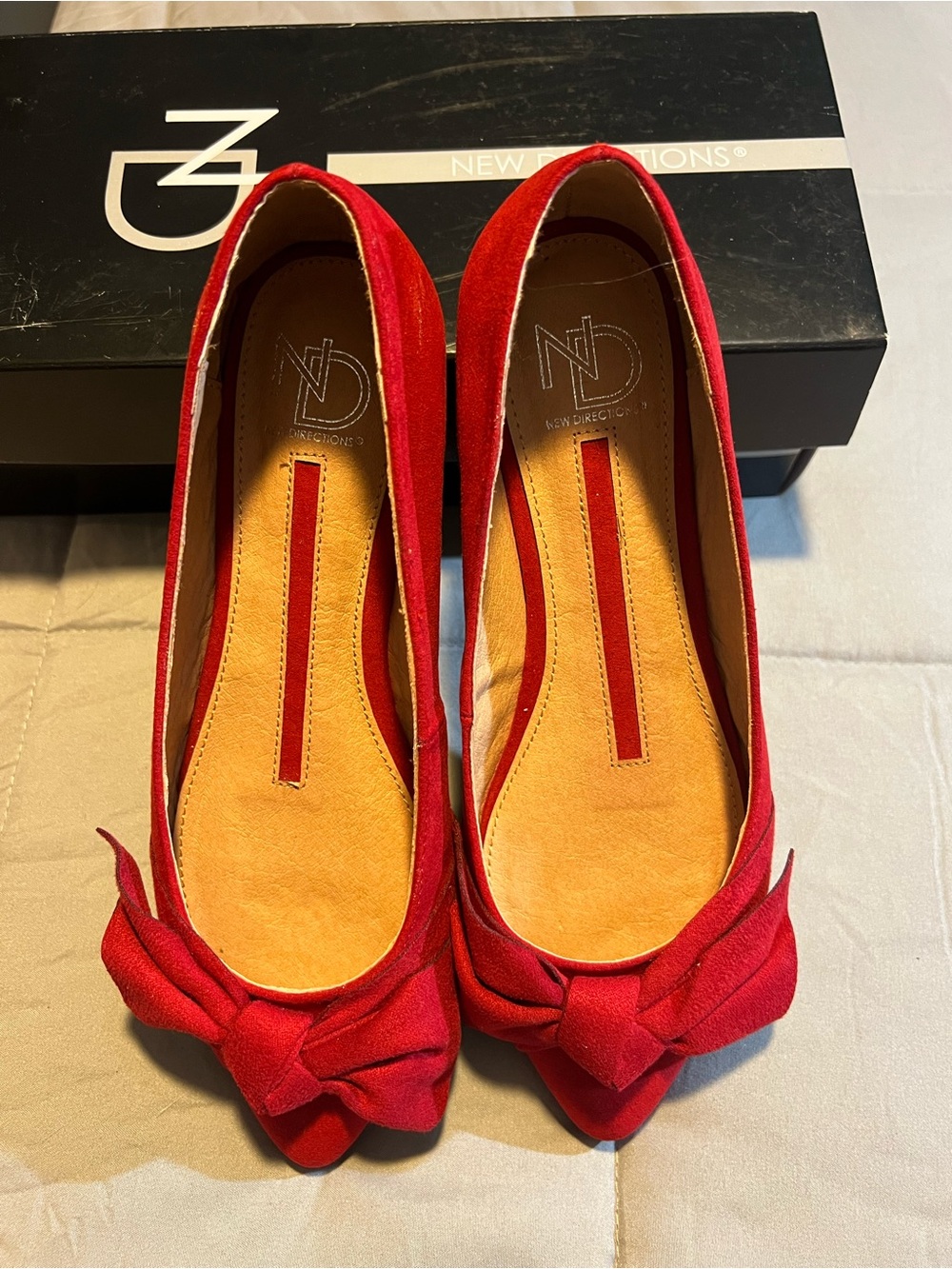new directions Red Bow-Front Women's Flats